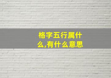 格字五行属什么,有什么意思