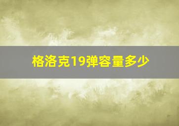 格洛克19弹容量多少