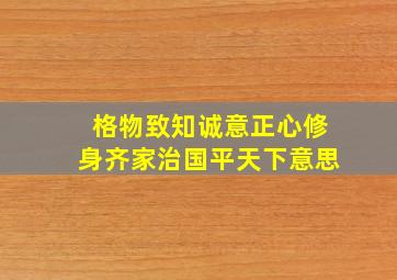 格物致知诚意正心修身齐家治国平天下意思