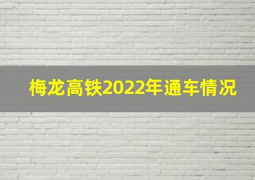 梅龙高铁2022年通车情况