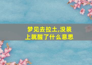 梦见去拉土,没装上就醒了什么意思