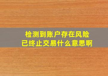 检测到账户存在风险已终止交易什么意思啊