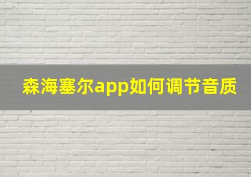 森海塞尔app如何调节音质