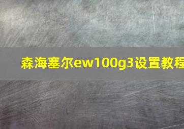 森海塞尔ew100g3设置教程