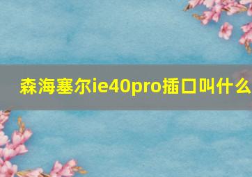 森海塞尔ie40pro插口叫什么