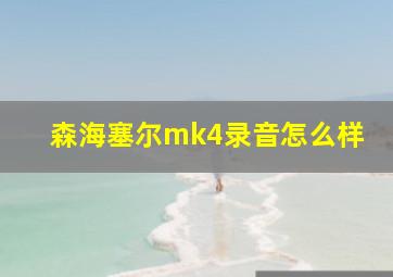 森海塞尔mk4录音怎么样