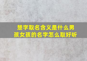 楚字取名含义是什么男孩女孩的名字怎么取好听