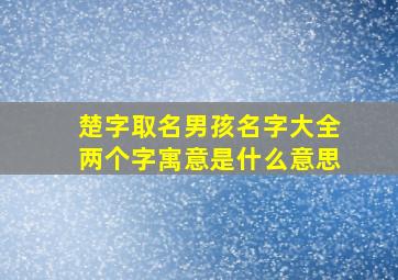 楚字取名男孩名字大全两个字寓意是什么意思