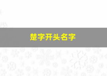 楚字开头名字