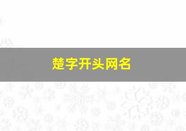 楚字开头网名