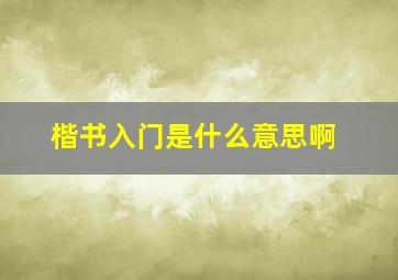 楷书入门是什么意思啊