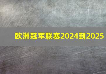 欧洲冠军联赛2024到2025