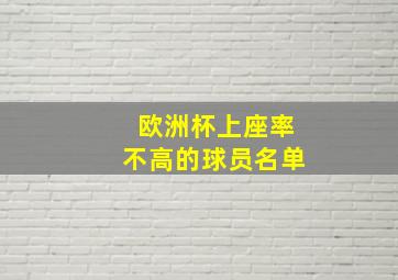 欧洲杯上座率不高的球员名单