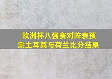 欧洲杯八强赛对阵表预测土耳其与荷兰比分结果