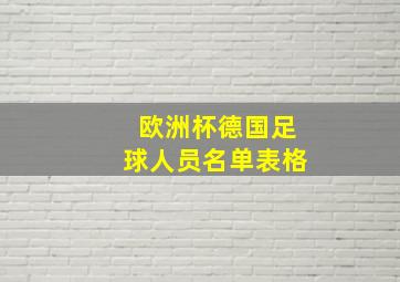 欧洲杯德国足球人员名单表格