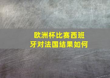 欧洲杯比赛西班牙对法国结果如何