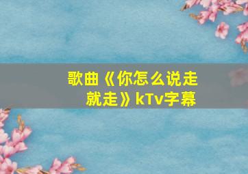 歌曲《你怎么说走就走》kTv字幕