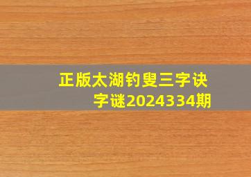 正版太湖钓叟三字诀字谜2024334期