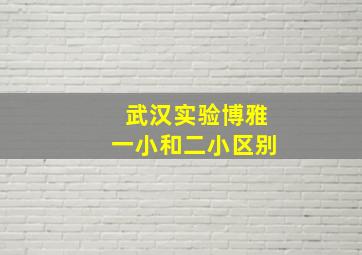 武汉实验博雅一小和二小区别