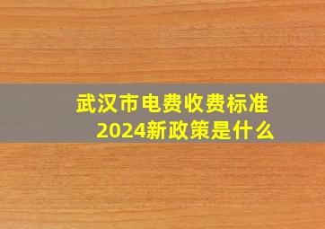 武汉市电费收费标准2024新政策是什么