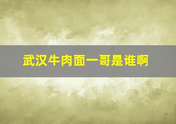 武汉牛肉面一哥是谁啊