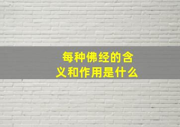 每种佛经的含义和作用是什么