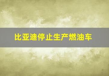 比亚迪停止生产燃油车