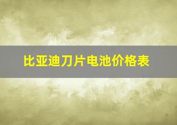 比亚迪刀片电池价格表