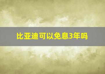 比亚迪可以免息3年吗