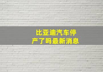 比亚迪汽车停产了吗最新消息