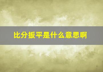 比分扳平是什么意思啊