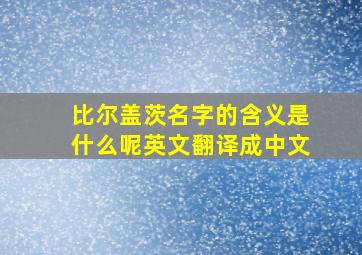 比尔盖茨名字的含义是什么呢英文翻译成中文