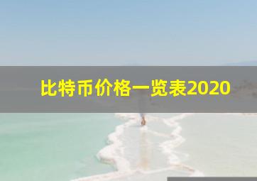 比特币价格一览表2020