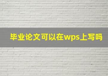 毕业论文可以在wps上写吗