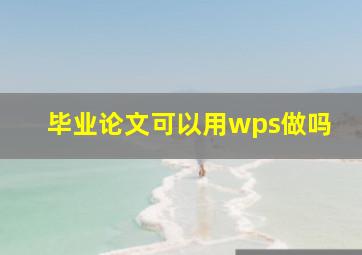 毕业论文可以用wps做吗