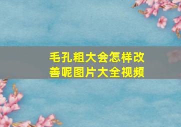 毛孔粗大会怎样改善呢图片大全视频