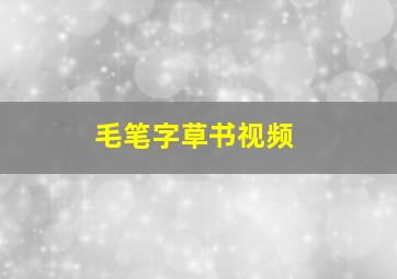 毛笔字草书视频