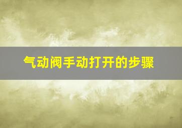 气动阀手动打开的步骤