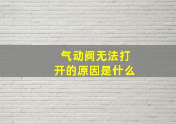 气动阀无法打开的原因是什么