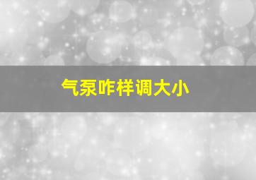 气泵咋样调大小