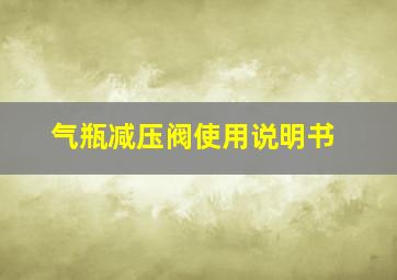 气瓶减压阀使用说明书