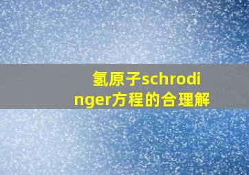 氢原子schrodinger方程的合理解