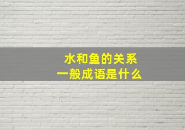 水和鱼的关系一般成语是什么