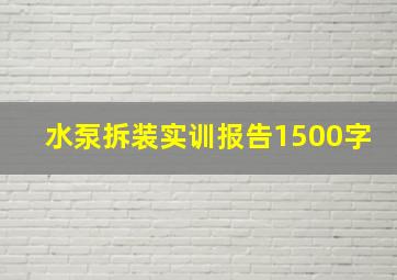 水泵拆装实训报告1500字