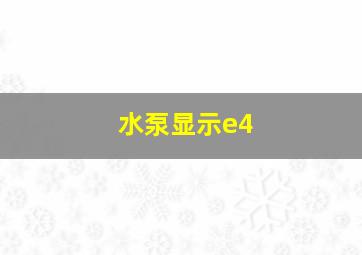 水泵显示e4