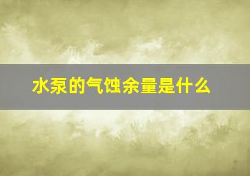 水泵的气蚀余量是什么