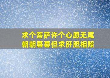 求个菩萨许个心愿无尾朝朝暮暮但求肝胆相照