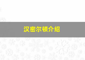 汉密尔顿介绍