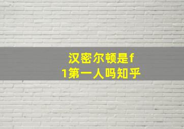 汉密尔顿是f1第一人吗知乎