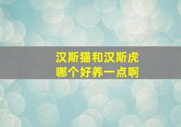 汉斯猫和汉斯虎哪个好养一点啊